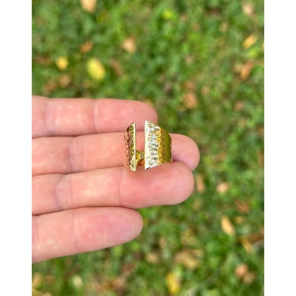 Bronze Adjustable Hammered Shield Ring - Picture 2 of 5